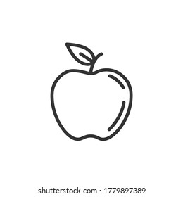 Apple line icon nutrition vector flat fruit. Apple stroke outline icon illustration logo
