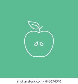 Apple Line Icon On Green Background
