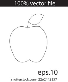 Apple Line Icon On White Background