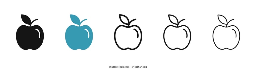 Apple line icon set. Healthy apple fruit icon for UI designs.