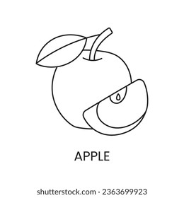 Apple line icon in vector, fruit illustration.