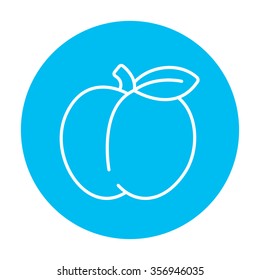 Icono de línea Apple para web, móvil e infografía. Icono de blanco vector en el círculo azul claro aislado en fondo blanco.