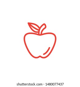 Apple Line Red Icon On White Background. Red Flat Style Vector Illustration.