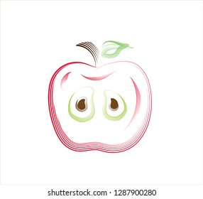 Apple line red vector illustration logo vector