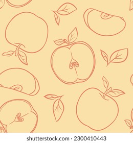 Apple Line Sketch Seamless Background