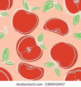 Apple Line Sketch Seamless Background