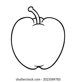 apple line vector illustration,isolated on white background,top view