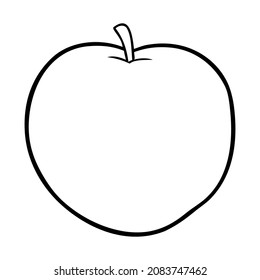 apple line vector illustration,isolated on white background,top view