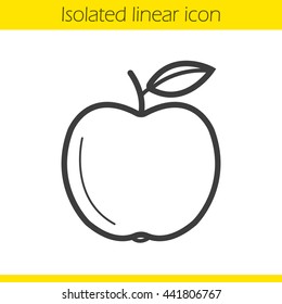 Apple linear icon. Contour symbol. Thin line apple with leaf illustration. Vector isolated outline drawing