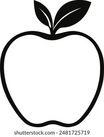 Apple Lineart Silhouette Vector Illustratoin