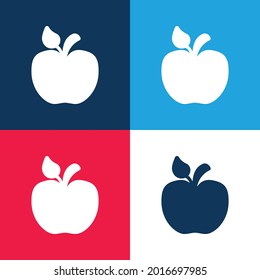Apple con Little Leaf azul y rojo cuatro colores mínimo conjunto de iconos