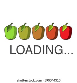 apple, loading, ripe, red and green, interface, vector image, flat design,outline style