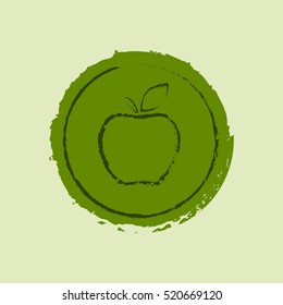 Apple logo badge, label or stamp in grunge style, vector isolated sticker.