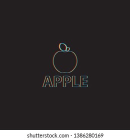 Apple logo with a black background and lines and three colors. elegant, vector, modern, unique.
