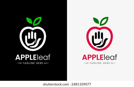 Apple logo, apple brand similar logo icon mange green leaf sample idea company minimalist design  