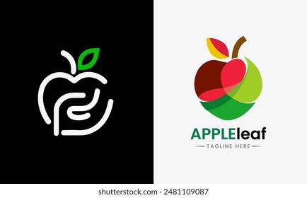 Apple logo, apple brand similar logo icon mange green leaf sample idea company minimalist design  