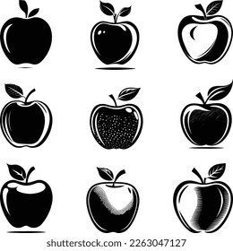 Apple Logo Collection Set Monochrome Design  