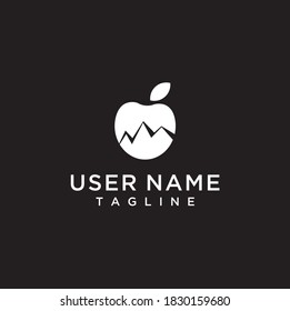Apple logo combination with mountains simple mountain climbing travel logo