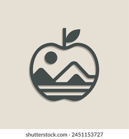 Apple logo combination with mountains simple mountain climbing travel logo