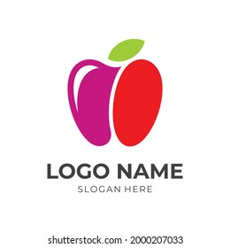 concepto de logotipo de manzana con estilo de color plano