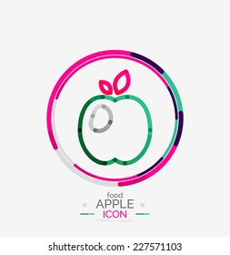 Apple logo concept, stamp, fresh food idea, fruits