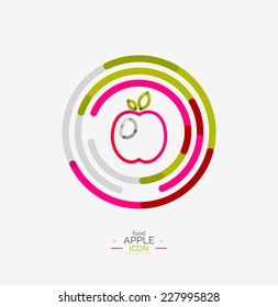 Logo-Konzept von Apple, Stempel, Idee von frischen Lebensmitteln, Früchte