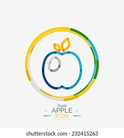 Apple logo concept, stamp, fresh food idea, fruits