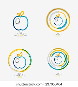 Concepto de logo de Apple, sello, idea de comida fresca, frutas