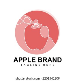 Apple Logo Design, Fruit Vector With Line Art Style, Fruit and Garden Icon Illustration Template Fruit Shop Brand Products