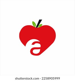 Apple logo design with letter A. Unique logo concept.