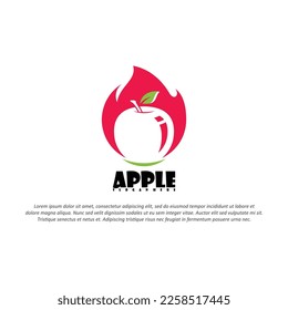 Apple logo with fire vector illustration design template