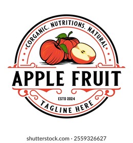 apple logo, with fresh apple fruit icon. Perfect for drink labels, juice drink icons or drink product stickers