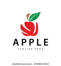 Apple Logo, Fresh Red Fruit, Vector Design Template