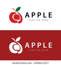Logotipo de manzana, fruta roja fresca, Plantilla de diseño de Vector