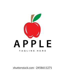 Apple Logo, Fresh Red Fruit, Vector Design Template