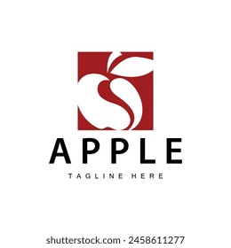 Apple Logo, Fresh Red Fruit, Vector Design Template