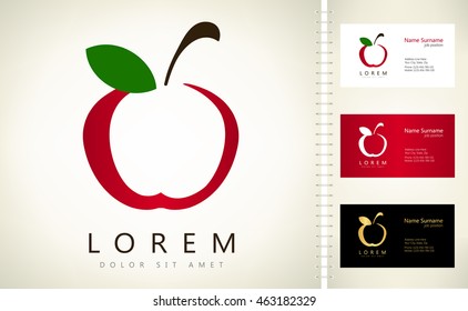 Apple Logo. Fruit Food Design With Business Card Template.