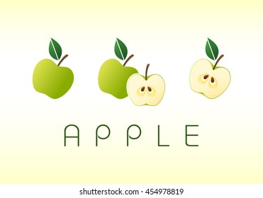 Apple logo. Graphic element for ecological products, cosmetics, grocery store. Vector illustration.