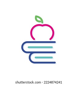 Icono del logotipo de Apple encima del libro de colores abstracto. Líneas modernas con nuevos colores de arte pop. Conjunto de plantillas de estilo de línea limpia de negrita.
