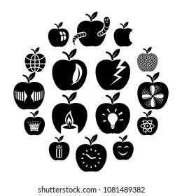 Apple logo icons set. Simple illustration of 16 apple logo vector icons for web