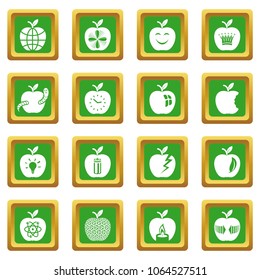 Apple logo icons set vector green square isolated on white background 