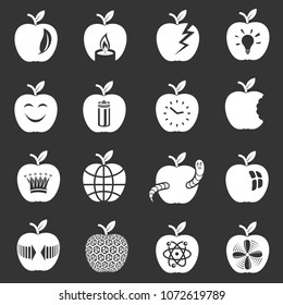 Apple logo icons set vector white isolated on grey background 