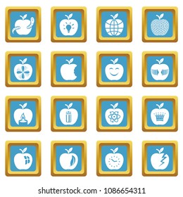 Apple logo icons set vector sapphirine square isolated on white background 