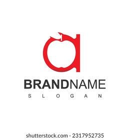 Ilustración del logotipo de Apple con letra y símbolo