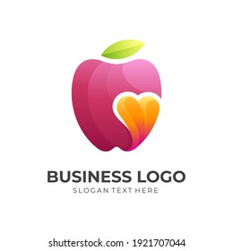 Apple Logo und Liebesdesign-Kombination, rote Symbole