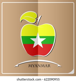apple logo made from the flag of Myanmar