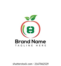 Apple Logo on Letter 8 Sign. Apple Icon with Logotype Concept
