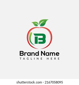 Apple Logo on Letter B Sign. Apple Icon with Logotype Concept
