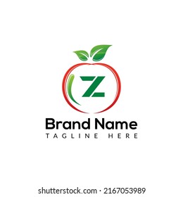 Apple Logo on Letter Z Sign. Apple Icon with Logotype Concept
