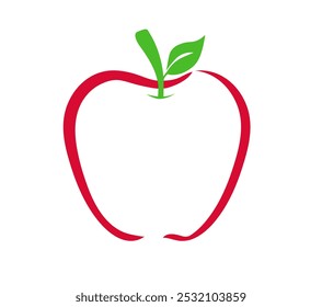 Logotipo da Apple sobre fundo branco. Ícone de linha de maçã vermelha. Fruta de maçã para saudável. Ilustração vetorial